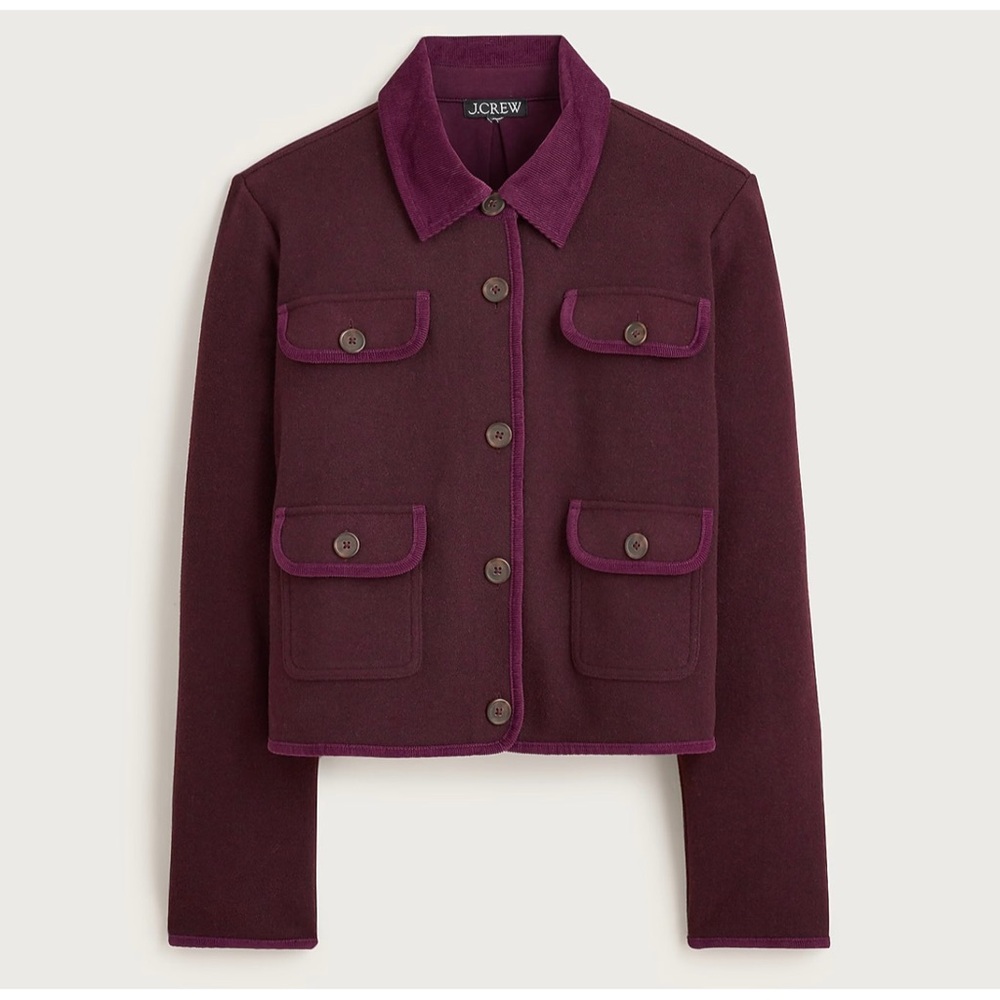 NWT J. Crew Knit Jacket Wool Blend Oxblood Red